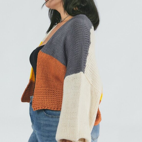 DAVI & DANI COLOUR BLOCK LONG SLEEVE CARDIGAN SIZE MEDIUM - Picture 5 of 8
